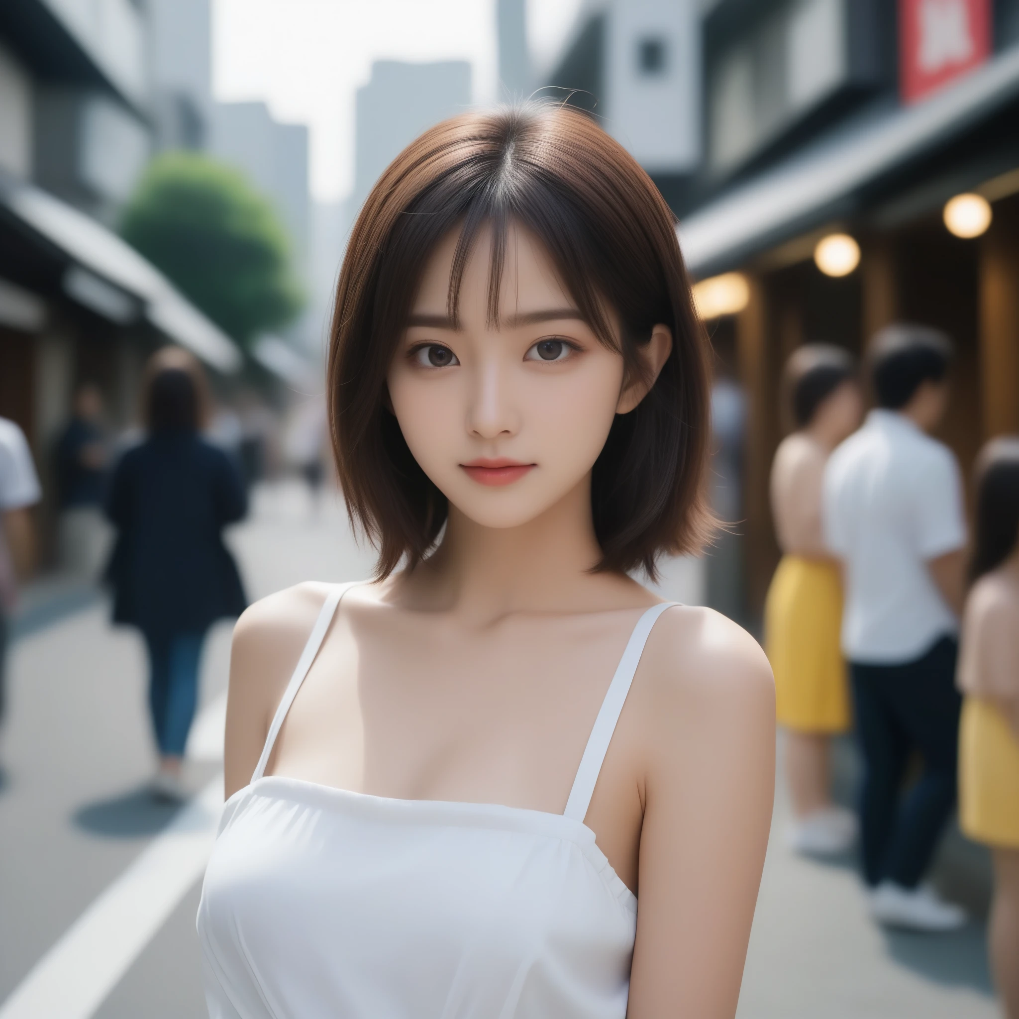 8k, 超High resolution, highest quality, masterpiece, Rule of thirds photography,Surreal, photograph, 1people, (16 3), cute女の子, cute顔, Beautiful eyes in every detail, 細かくdetailedに,masterpiece,, 一peopleの女の子:1.2, Japan Female Announcer,The perfect finishing touch to your tabletop, 細かくdetailedに, High resolution, Perfect dynamic composition,Medium Hair,Small Breasts Natural Color Lip, Bold sexy pose,Harajuku、16 years oldの少女hot looking at camera、一peopleの女性,dress,Nipples protruding from under clothing,Super tight clothes,stoop down,Muscular,Naughty look,Bob Hair,people々Flock of、,Looking at the audience、beauty,Long neck、Laugh a little、Please close your mouth and laugh、(((Ideal body type))),A-cup small breasts :2,whole body、Perfect Anatomy、鮮明なdetailed、detailed、Surreal、Light and shadow,Strong light
