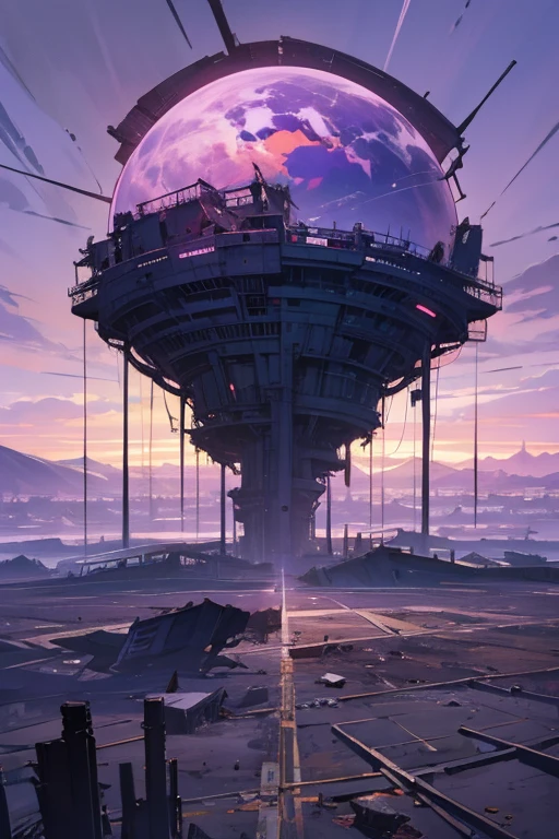 highest quality、Desolate Earth、wreckage、Purple Sky、Surrealism