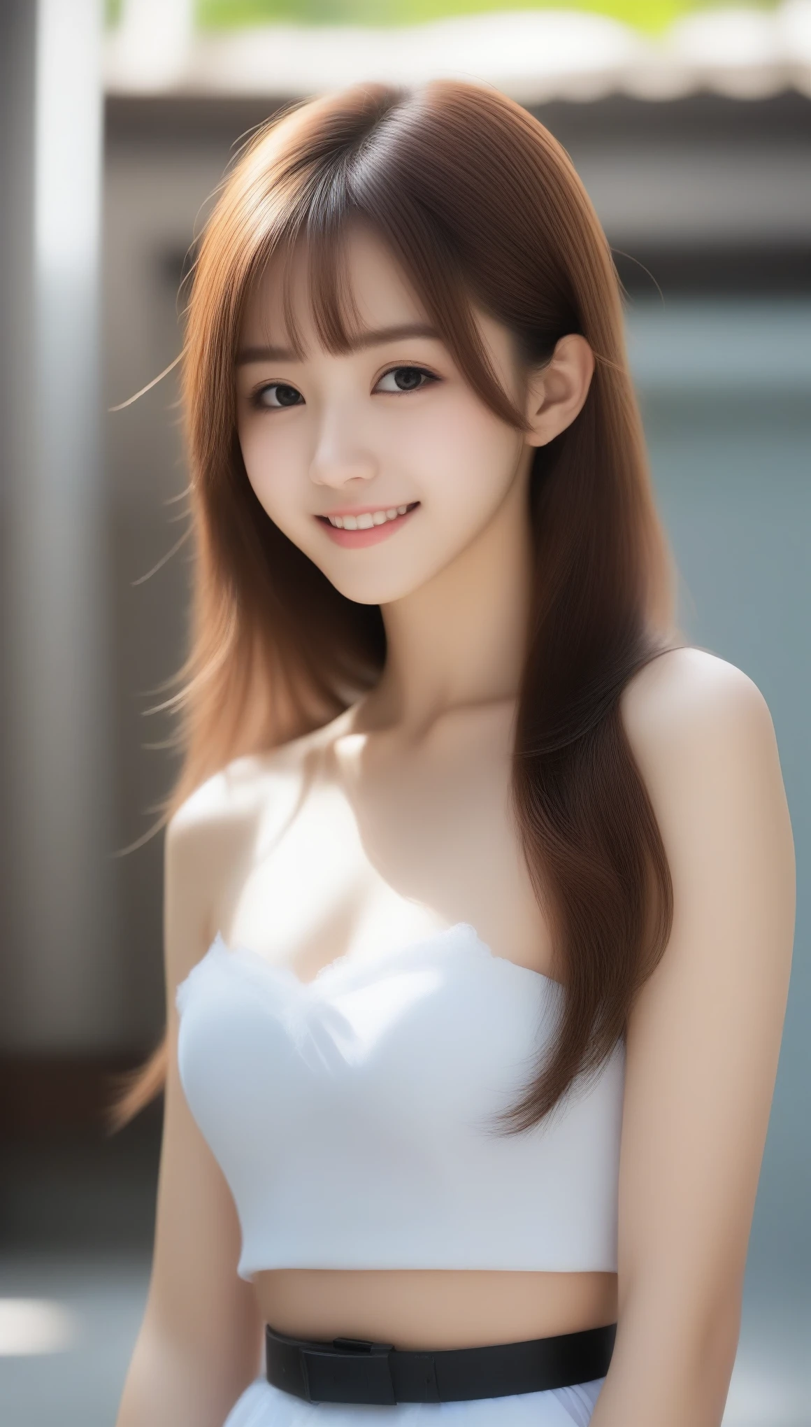 8k, 超High resolution, highest quality, masterpiece, Rule of thirds photography,Surreal, photograph, 1people, (16 3), cute女の子, cute顔, Beautiful eyes in every detail, 細かくdetailedに,masterpiece,, 一peopleの女の子:1.2, Japan Female Announcer,The perfect finishing touch to your tabletop, 細かくdetailedに, High resolution, Perfect dynamic composition,Medium Hair,Harajuku、16 years oldの少女eの女性,dress,clear,clean,smile,Super tight clothes,stoop down,Muscular,Naughty look,Bob Hair,people々Flock of、,Looking at the audience、beauty,Long neck、Laugh a little、Please close your mouth and laugh、(((Ideal body type))),A-cup small breasts :2,whole body、Perfect Anatomy、鮮明なdetailed、detailed、Surreal、Light and shadow,Strong light