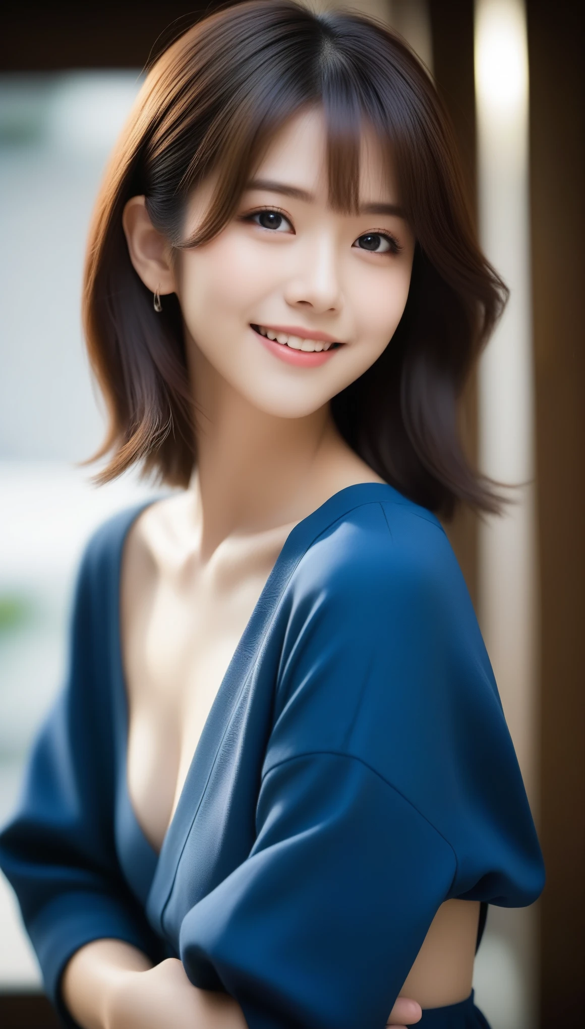 8k, 超High resolution, highest quality, masterpiece, Rule of thirds photography,Surreal, photograph, 女の子1people, (16 years old:1.3), cute女の子, cute顔, Beautiful eyes in every detail, 細かくdetailedに,masterpiece,, 一peopleの女の子:1.2, Japan Female Announcer,The perfect finishing touch to your tabletop, 細かくdetailedに, High resolution, Perfect dynamic composition,Medium Hair,Harajuku、16 years oldの少女、cute、一peopleの女性,dress,clear,clean,smile,Super tight clothes,stoop down,Muscular,Naughty look,Bob Hair,people々Flock of、,Looking at the audience、beauty,Long neck、Laugh a little、Please close your mouth and laugh、(((Ideal body type))),A-cup small  :2,whole body、Perfect 、鮮明なdetailed、detailed、Surreal、Light and shadow,Strong light