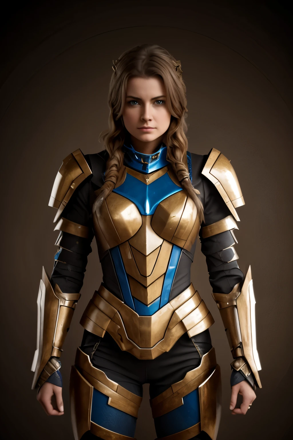 4K, Masterpiece, highres, absurdres,, edgThunderstruck, a woman with a blue and gold armor ,wearing edgThunderstruck_armor, electrified, weilding thunder,