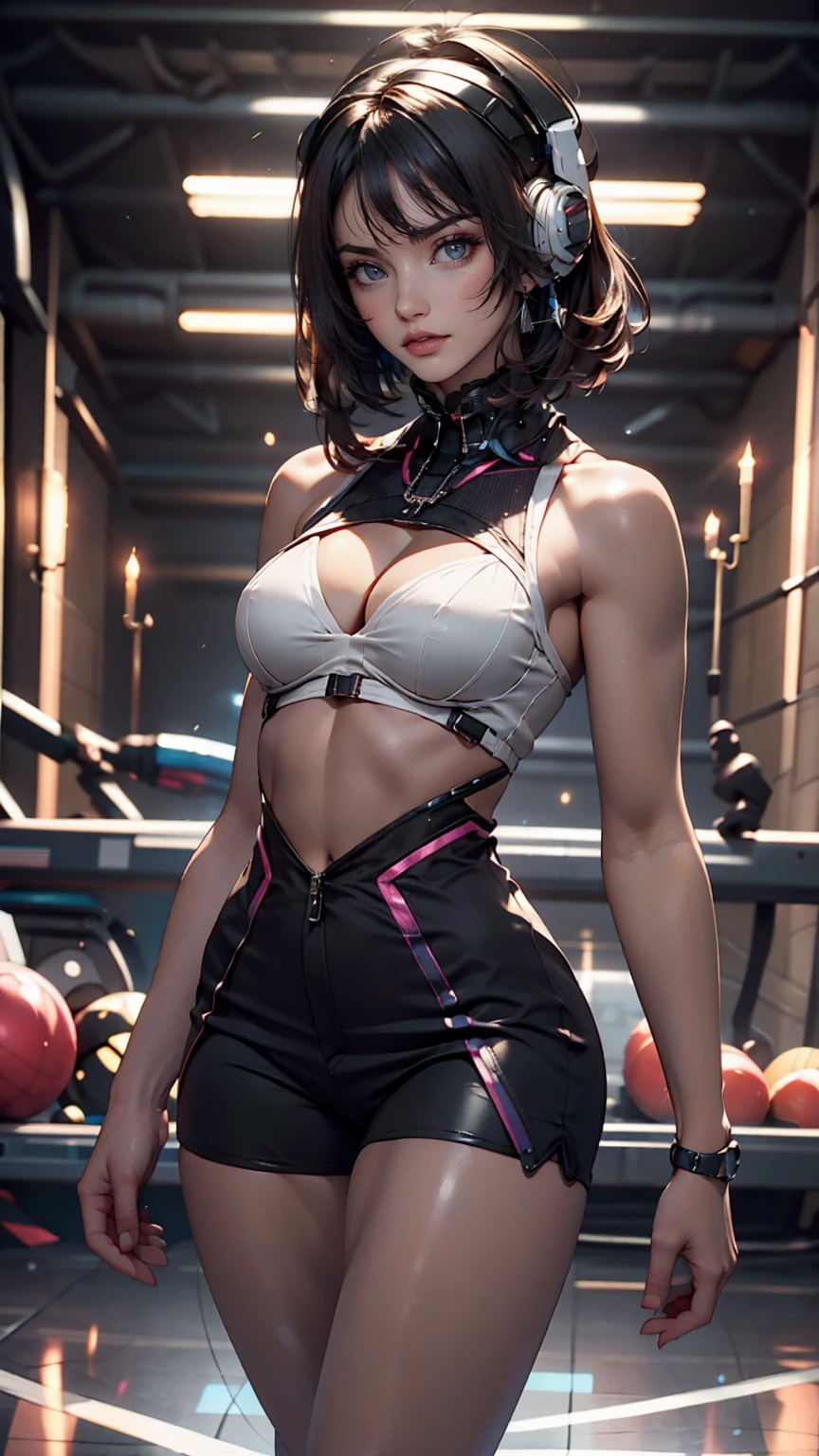 (masterpiece, highest quality), One girl, Black Hair, cyber punk, alone, Waist high, Sexy Appearance、Sexy proportions、Narrow waist