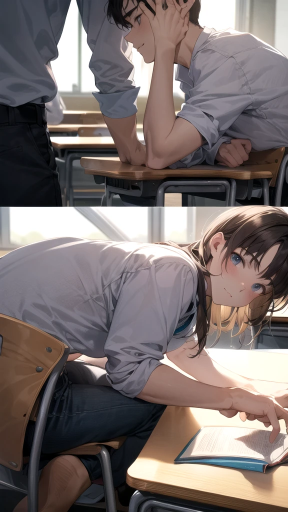 A group of students sits in a classroom, Suitable for both men and women, close up