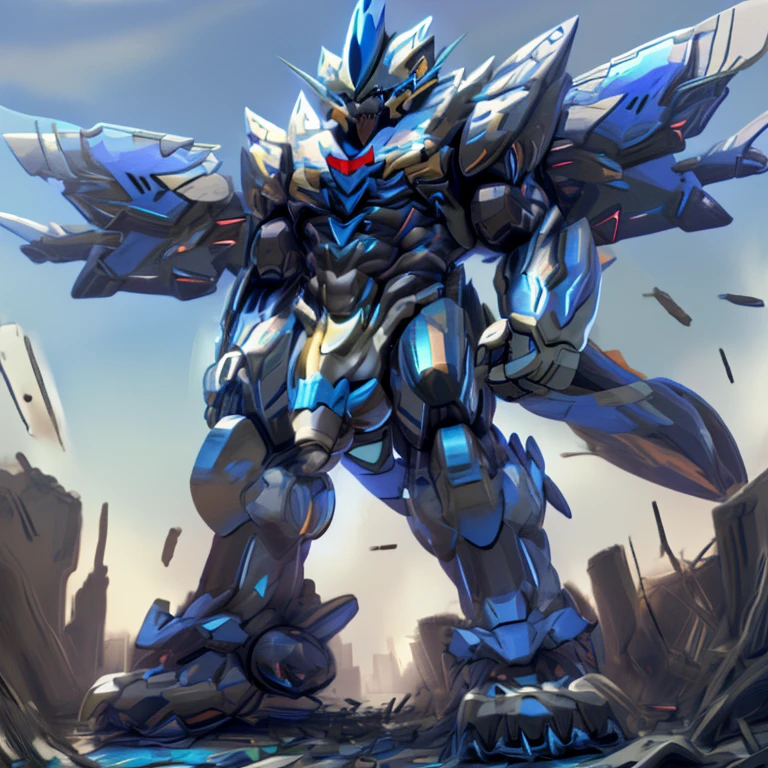 (masterpiece. official art. 8k. best quality. detailed full body. full body.)

(situation 1 : dominating zeraora. Zeraora is over 1000 meters long. focus GIANT mechanical Muscular Zeraora is trampling the city. Looking down. macro. stomp. Low-angle perspective. emphasizing the immense size.)

(situation 2 :smoke and flames rising from the destruction in the city)

(Additional details 1: wearing a full-face helmet. high-tech bio-mecha armor. real texture material. whole body shines like metal. Wearing cyberpunk mecha. emphasizes the muscles. suit fully made of metal. intricate armor. Robotic suit. suit fully made of metal. cyborg. Powered exoskeleton with the same design as Zeraora).

(Additional details 2: (Detailed head. Detailed Body. Detailed abs. gigantic muscles. HYPER MUSCLES. Gigachad Muscular. big muscle. pecs. triceps. traps. unusually developed muscular body. body full of huge muscles. showing off muscles. pectorales enormes. Exaggeratedly huge muscles. huge muscles. long legs.).

(Additional details 3: Spread wings. It has wings. have big wings. The claws are sharp. Sharp teeth.5 toes.).

(Additional details 4: black color hyper penis. hyper black penis. big penis)
Vibrant colors, 
(Additional details 5: focus GIANT zeraora. Zeraora's focus GIANT robot. gundam.)