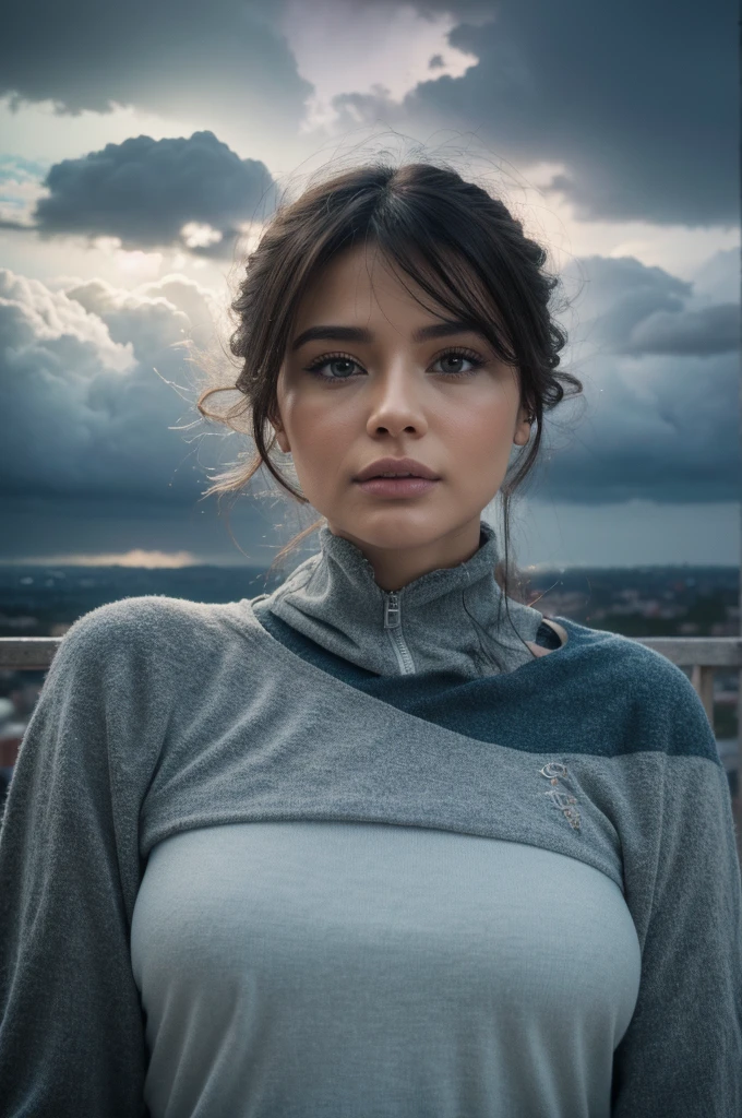 a person falling from the sky, dramatic cloudy stormy sky, rain and lightning, serene tranquil landscape below, emotional portrait, dramatic lighting, cinematic, colorful vivid detailed, (best quality,4k,8k,highres,masterpiece:1.2),ultra-detailed,(realistic,photorealistic,photo-realistic:1.37),HDR,UHD,studio lighting,ultra-fine painting,sharp focus,physically-based rendering,extreme detail description,professional,vivid colors,bokeh,dramatic,cinematic,emotional,surreal