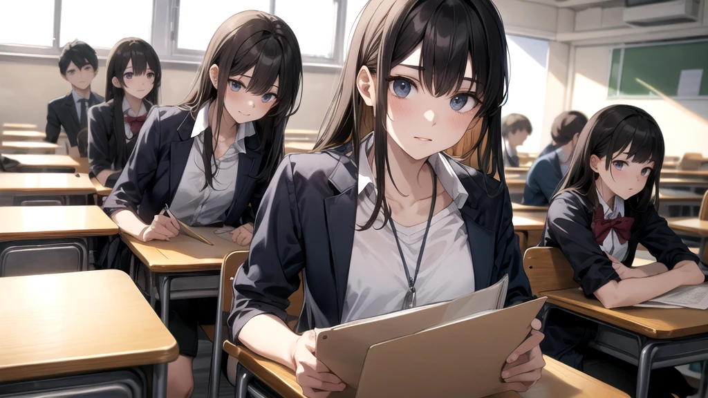 A group of students sits in a classroom, Suitable for both men and women, close up