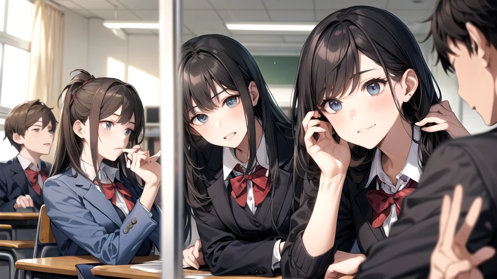 A group of students sits in a classroom, Suitable for both men and women, close up