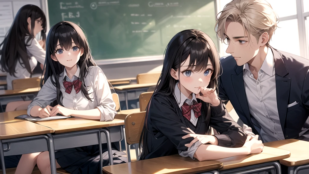 A group of students sits in a classroom, Suitable for both men and women, close up