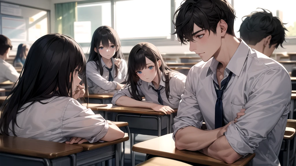 A group of students sits in a classroom, Suitable for both men and women, close up