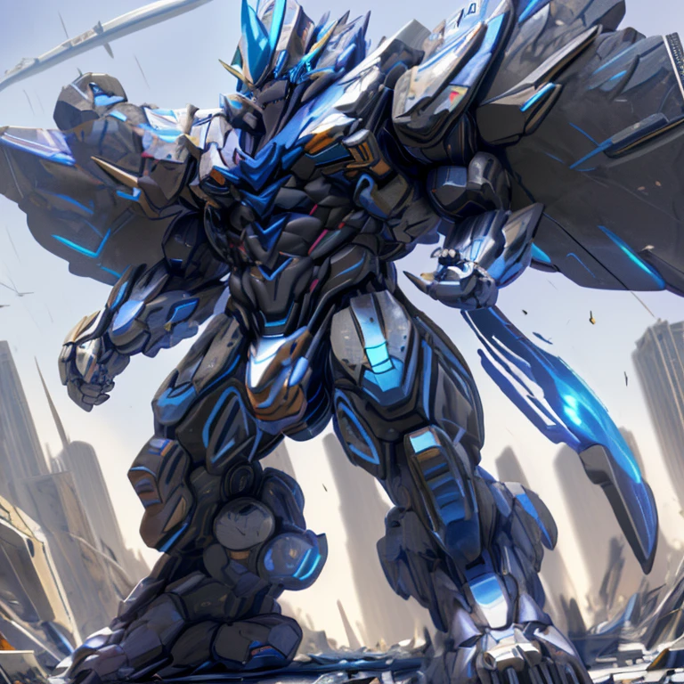 (masterpiece. official art. 8k. best quality. detailed full body. full body.)
(situation 1 : dominating zeraora. Zeraora is over 1000 meters long. focus GIANT mechanical Muscular Zeraora is trampling the city. Looking down. macro. stomp. Low-angle perspective. emphasizing the immense size.)
(situation 2 :smoke and flames rising from the destruction in the city)
(Additional details 1: wearing a full-face helmet. high-tech bio-mecha armor. real texture material. whole body shines like metal. Wearing cyberpunk mecha. emphasizes the muscles. suit fully made of metal. intricate armor. Robotic suit. suit fully made of metal. cyborg. Powered exoskeleton with the same design as Zeraora).
(Additional details 2: (Detailed head. Detailed Body. Detailed abs. gigantic muscles. HYPER MUSCLES. Gigachad Muscular. big muscle. pecs. triceps. traps. unusually developed muscular body. body full of huge muscles. showing off muscles. pectorales enormes. Exaggeratedly huge muscles. huge muscles. long legs.).
(Additional details 3: Spread wings. It has wings. have big wings. The claws are sharp. Sharp teeth.5 toes.).
(tiny thong, metallic color: jet black thong. bulge in the crotch.)
Vibrant colors,
(Additional details 5: focus GIANT zeraora. Zeraora's focus GIANT robot. gundam.)