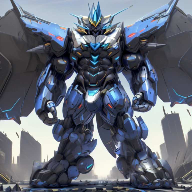 (masterpiece. official art. 8k. best quality. detailed full body. full body.)
(situation 1 : dominating zeraora. Zeraora is over 1000 meters long. focus GIANT mechanical Muscular Zeraora is trampling the city. Looking down. macro. stomp. Low-angle perspective. emphasizing the immense size.)
(situation 2 :smoke and flames rising from the destruction in the city)
(Additional details 1: wearing a full-face helmet. high-tech bio-mecha armor. real texture material. whole body shines like metal. Wearing cyberpunk mecha. emphasizes the muscles. suit fully made of metal. intricate armor. Robotic suit. suit fully made of metal. cyborg. Powered exoskeleton with the same design as Zeraora).
(Additional details 2: (Detailed head. Detailed Body. Detailed abs. gigantic muscles. HYPER MUSCLES. Gigachad Muscular. big muscle. pecs. triceps. traps. unusually developed muscular body. body full of huge muscles. showing off muscles. pectorales enormes. Exaggeratedly huge muscles. huge muscles. long legs.).
(Additional details 3: Spread wings. It has wings. have big wings. The claws are sharp. Sharp teeth.5 toes.).
(tiny thong, metallic color: jet black thong. bulge in the crotch.)
Vibrant colors,
(Additional details 5: focus GIANT zeraora. Zeraora's focus GIANT robot. gundam.)