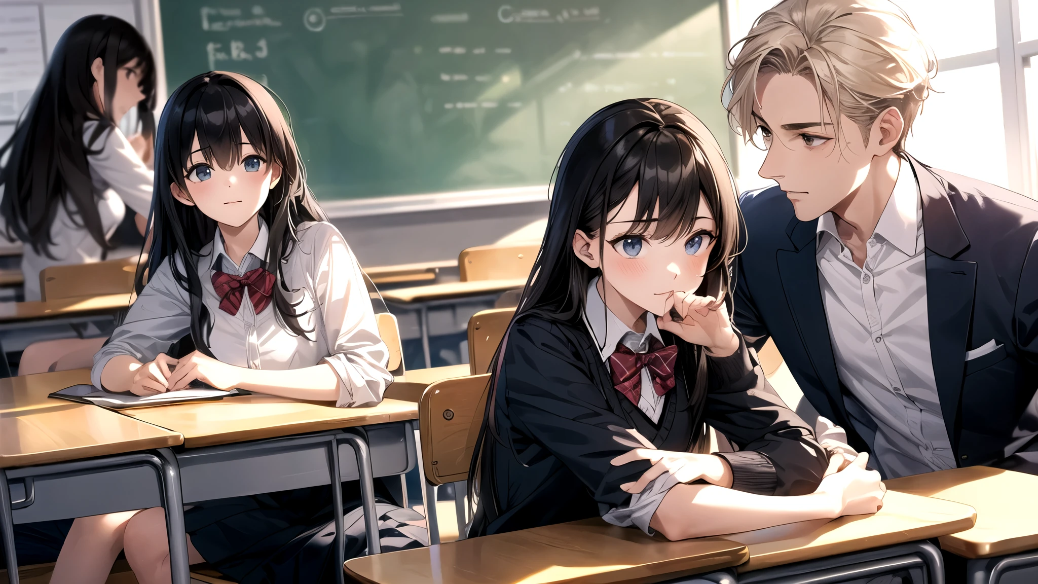 A group of students sits in a classroom, Suitable for both men and women, close up