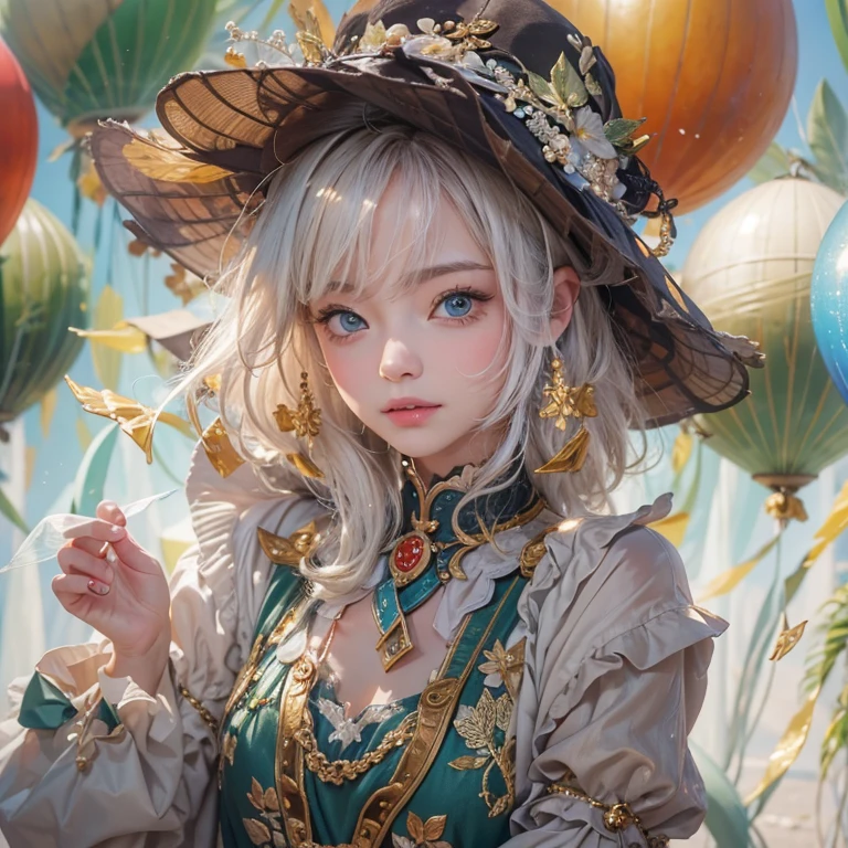 (masterpiece:1.3), (8k, Realistic, RAW Photos, Best image quality: 1.4), Fair-skinned fairy woman、short hair、Cleavage:2.0、Highly detailed face、Attention to detail、double eyelid、Sharp focus:1.2、Beautiful woman:1.4、highest quality、masterpiece、Ultra-high resolution、(Realistic:1.4)、Highly detailed and professionally lit smiles、カーネ・グリフィスを彷彿andさせる非常に詳細な線画, (Donald Trump'clown:1.7), (balloon:1.4), With the power of Vadim Kassim'大胆な色彩and質感, Light and airy, Like the works of Carl Larsson, dark background, dark, evil, fire, パスカル・ブランシュ風の超Realisticなキャラクター, pastel, Grace, Draandic lighting, Expressive camera angles, and, Concept Art, amusement park, masterpiece