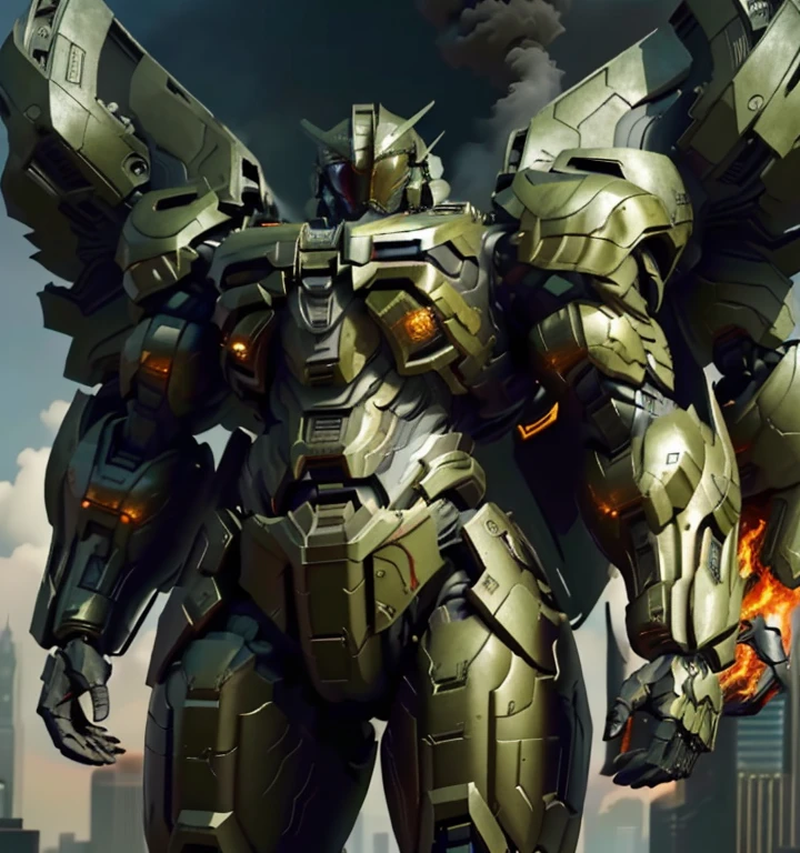 (masterpiece. official art. 8k. best quality. detailed full body. full body.)
(situation 1 : dominating Master chief. Master chief is over 1000 meters long. focus GIANT mechanical Muscular Master chief is trampling the city. Looking down. macro. stomp. Low-angle perspective. emphasizing the immense size.)
(situation 2 :smoke and flames rising from the destruction in the city)
(Additional details 1: wearing a full-face helmet. high-tech bio-mecha armor. real texture material. whole body shines like metal. Wearing cyberpunk mecha. emphasizes the muscles. suit fully made of metal. intricate armor. Robotic suit. suit fully made of metal. cyborg. Powered exoskeleton with the same design as Master chief).
(Additional details 2: (Detailed head. Detailed Body. Detailed abs. gigantic muscles. HYPER MUSCLES. Gigachad Muscular. big muscle. pecs. triceps. traps. unusually developed muscular body. body full of huge muscles. showing off muscles. pectorales enormes. Exaggeratedly huge muscles. huge muscles. long legs.).