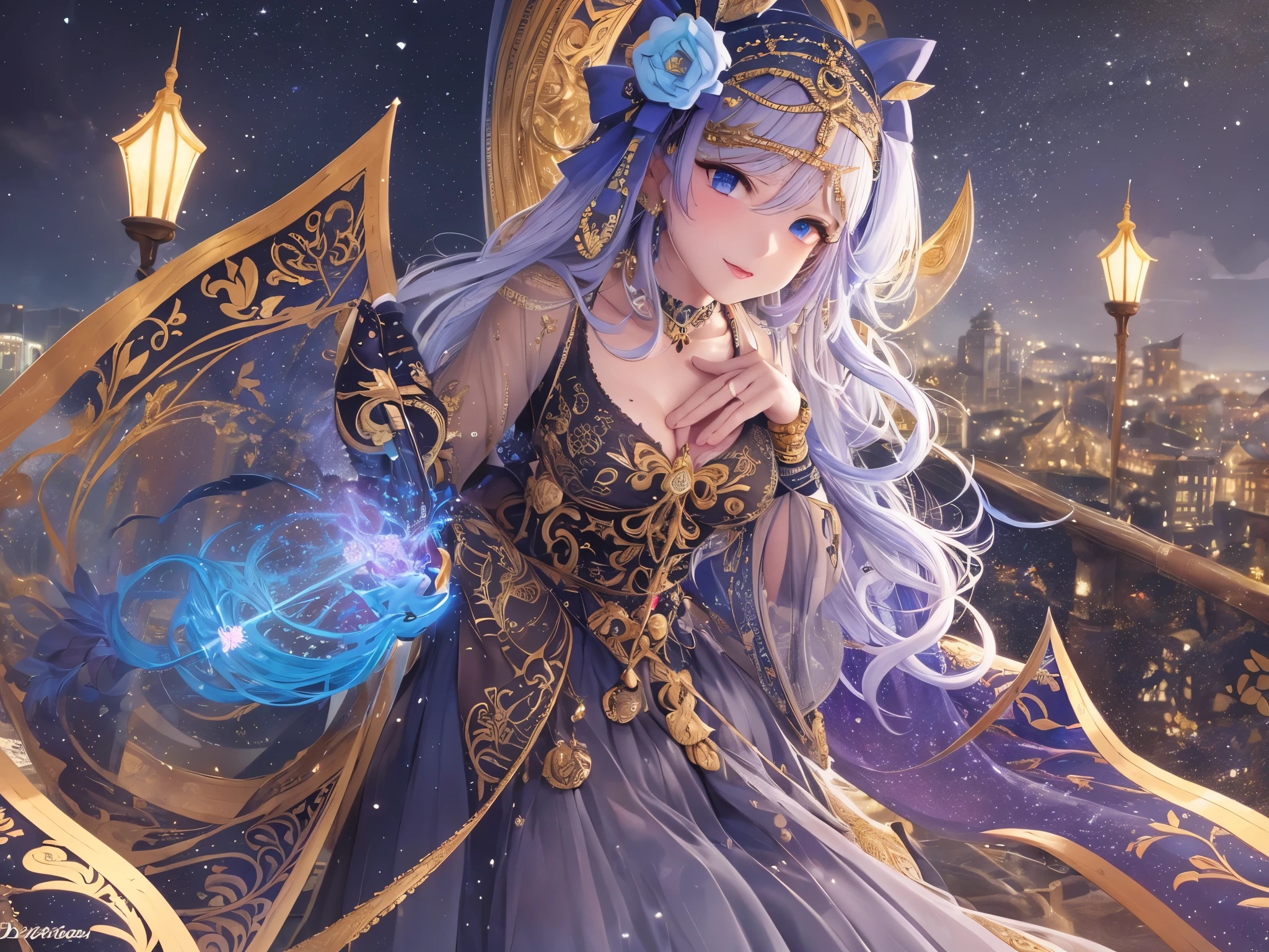 ((highest quality)),(Ultra-high resolution),(Very detailed),(Detailed Description),((The best CG)),(A masterpiece),Ultra-detailed art,Amazing drawing art,(Fantasy art with intricate detail:1.5), The constellations shine, Candles,