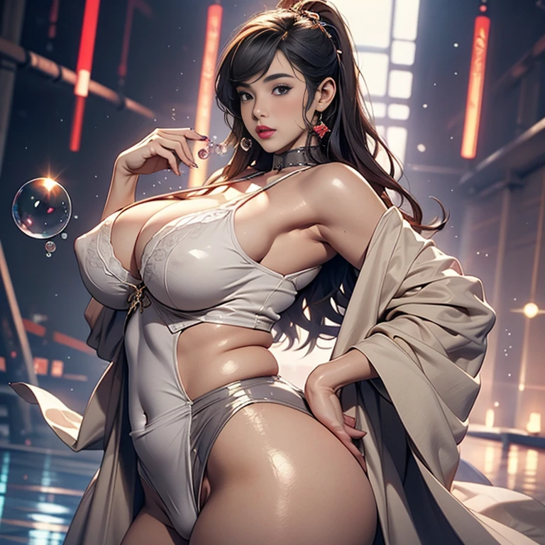 (masterpiece, highest quality), One Girl, Black Hair, cyber punk, alone, Waist height, Sexy Appearance、Sexy proportions、Tight waist、Camel Toe、Giant tit、Nipple Puffs、Cleavage、Plump、Super big breasts、Super big butt、Bubble butt