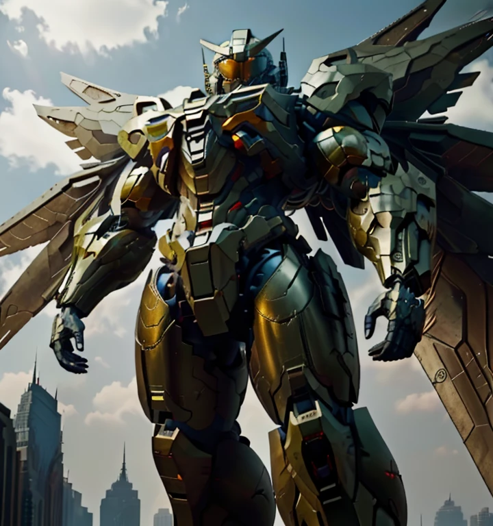 (masterpiece. official art. 8k. best quality. detailed full body. full body.)
(situation 1 : dominating Master chief. Master chief is over 1000 meters long. focus GIANT mechanical Muscular Master chief is trampling the city. Looking down. macro. stomp. Low-angle perspective. emphasizing the immense size.)
(situation 2 :smoke and flames rising from the destruction in the city)
(Additional details 1: wearing a full-face helmet. high-tech bio-mecha armor. real texture material. whole body shines like metal. Wearing cyberpunk mecha. emphasizes the muscles. suit fully made of metal. intricate armor. Robotic suit. suit fully made of metal. cyborg. Powered exoskeleton with the same design as Master chief).
(Additional details 2: (Detailed head. Detailed Body. Detailed abs. gigantic muscles. HYPER MUSCLES. Gigachad Muscular. big muscle. pecs. triceps. traps. unusually developed muscular body. body full of huge muscles. showing off muscles. pectorales enormes. Exaggeratedly huge muscles. huge muscles. long legs.). (Additional details 3: Spread wings. It has wings. have big wings.).