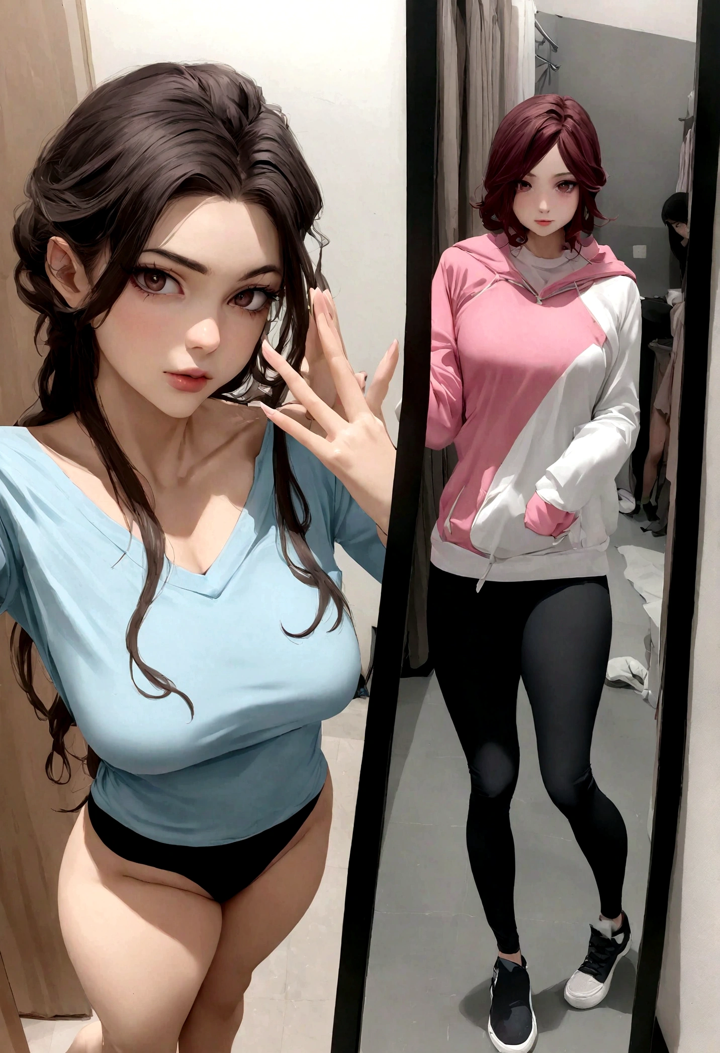 Obra maestra, La mejor calidad, Ultra detallado), Photo of a super beautiful girl of about 23 years old with hyper-realistic brown eyes and long dark hair. en un gimnasio con sudadera de color negro con capucha, Ropa de gimnasia y un collar, selfie de una mujer joven, Ojos del dormitorio, Violeta Myers, sin maquillaje, Maquillaje natural, staring directly into camera, cara con artgram, maquillaje sutil, Impresionante foto de cuerpo completo, penetrantes ojos azules, beautiful angle, Pose atractiva, Cute , pose sexy, Imagen de la parte superior del cuerpo, Parte superior del cuerpo, Disparo en la parte superior del cuerpo