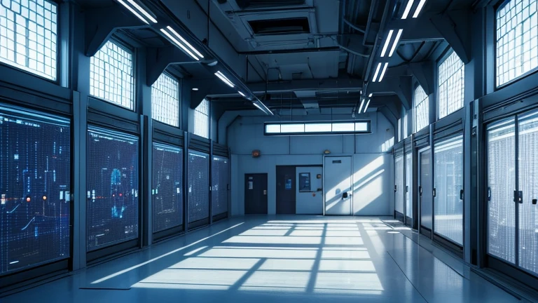 description: laboratory, filled with various scientific instruments and screens. In the center of the room is Prototype 33.3.28.8.10.3.21. His eyes light up blue, symbolizing activation. There are specialists around him, observing the activation process.
details:
laboratory светлая, white walls.
The floor is dark, Maybe, with mesh pattern.
Scientists wear white coats, some may hold tablets or tools.
Metallic color prototype, eyes glow bright blue.
There may be technical data screens around the prototype.
Entrance to the Warehouse