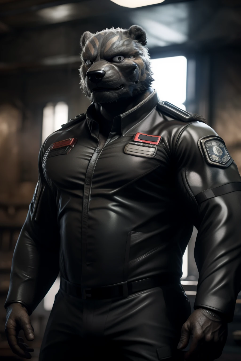 High-quality, masterpiece rendering of Marvel's Agent of S.H.I.E.L.D, Agent Luke Jones - by fmcbear.
Realistic, intricate, high-detail portrayal of Agent Luke Jones, showcasing his athletic build, lean yet muscular physique. Resplendent in his S.H.I.E.L.D uniform, adorned with tactical gear and accessories. His gaze is steady, focusing intently on the viewer, a hint of a determined expression playing on his chiseled features. The background subtly suggests a bustling S.H.I.E.L.D base, with a soft focus