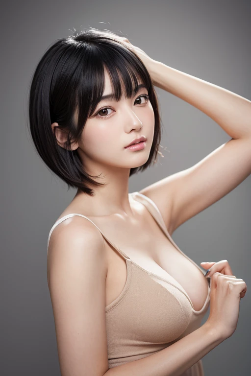 (High resolution:1.3), (16k, Photorealistic, Raw photo, Best image quality: 1.4), Japanese, (One Girl),  (Black-haired、short hair:1.3), Beautiful Hairstyles, (Realistic Skin), Beautiful skins, attractive, 超A high resolution, Surreal, High detail, Golden Ratio, Highly detailed cute girl,(20-year-old), Man lifting up girl, big-cock