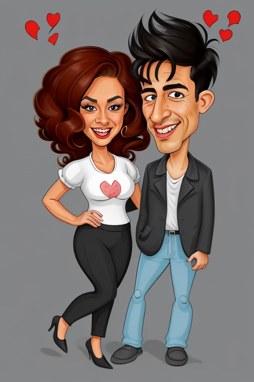 8k, Digital painting, cartoon of a man and a woman standing next to each other, cartoon style illustration, in cartoon style, caricature, cartoon art style, caricature illustration, in digital illustration style, caricatura style, official illustration , caricature!!!, created in Adobe Illustrator, digital cartoon art, rob rey and kentarõ miura style, Cartoon art style, digital art cartoon