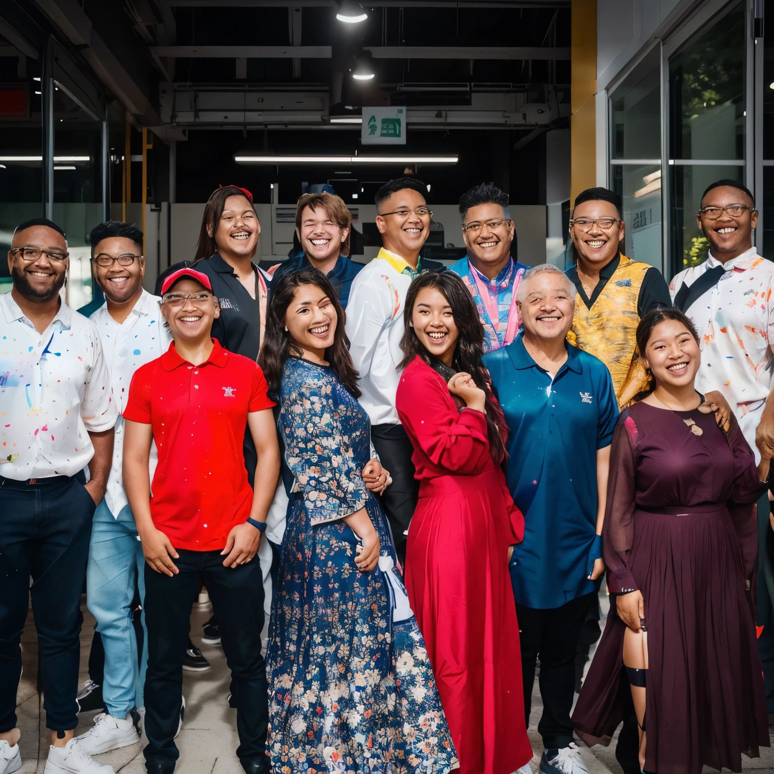 there are many people standing together in a group posing for a picture, shot on canon eos r5, shot on canon eos r 5, group of people, a group of people, everyone having fun, * colour splash *, shot on nikon z9, group photo, full body portrait of a group, competition winning, post, bringing people together