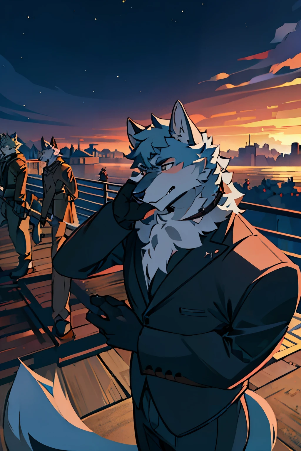 furry，Wolf，Handsome，modern war，Handsome的红色艺术字背景，Background-oriented