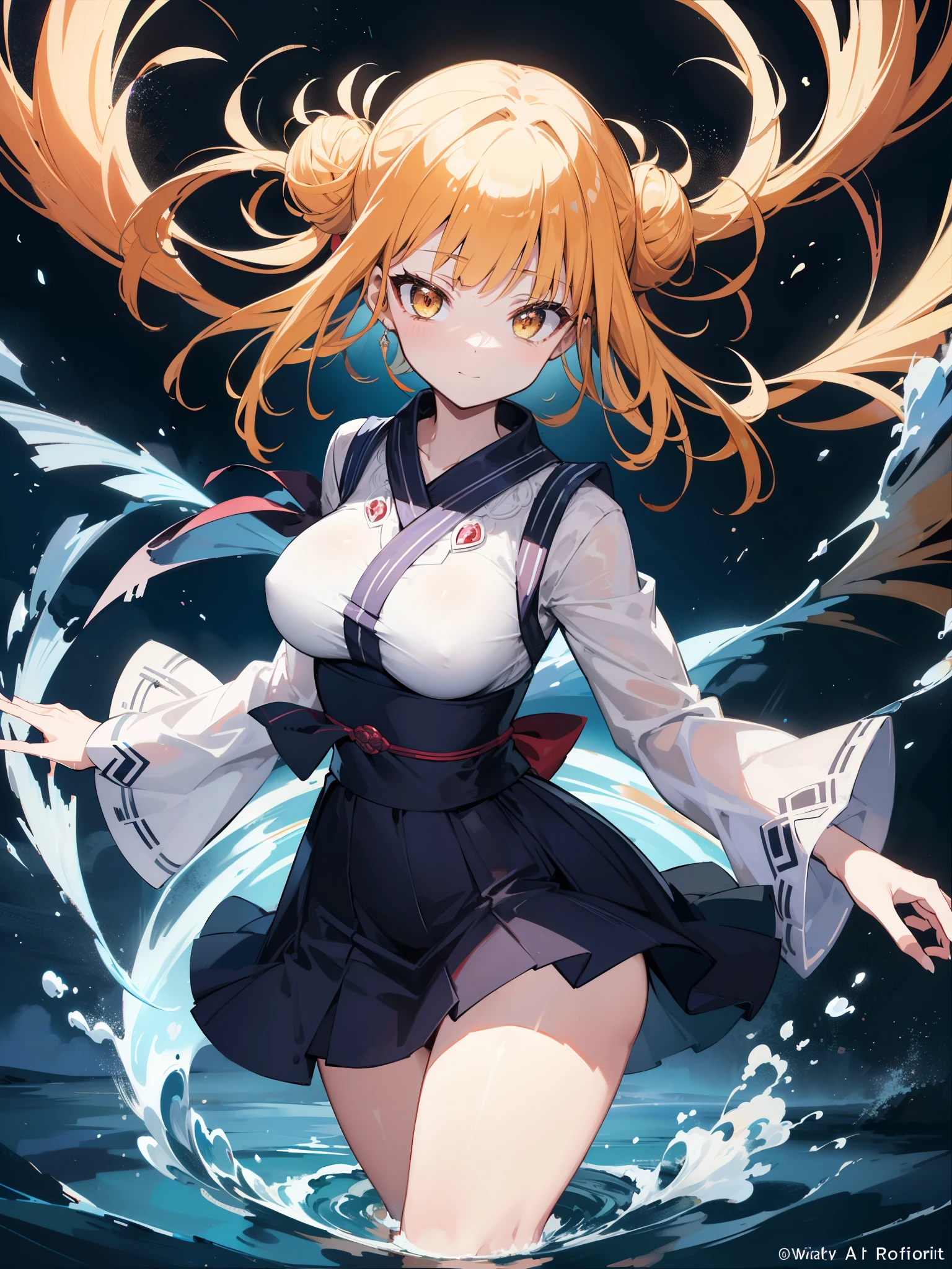 cinematic, intricate, elegant, highly detailed, sharp focus, rich bright colors, amazing light, shiny, brilliant, fantastic atmosphere, singular illumination, fine detail, creative, positive energetic,
1 japanese girl, floating water, fantasy setting, dancing, waterbending,