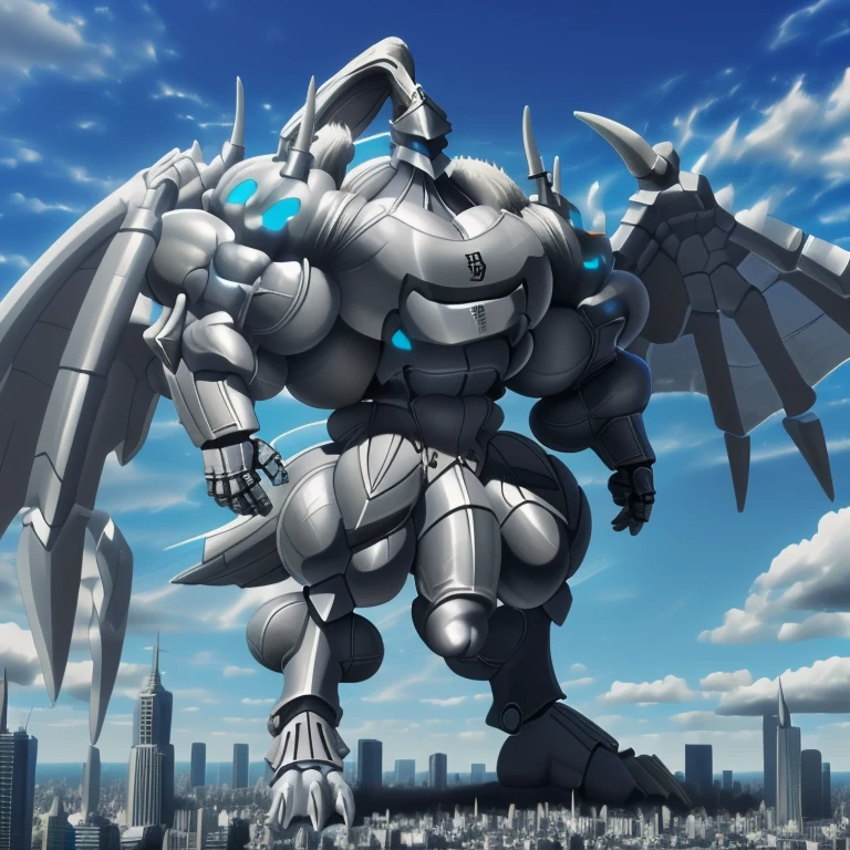 (masterpiece. official art. 8k. best quality. detailed full body. full body.)

(situation 1 : dominating Platinum_Dragon_Lord_Armor. Platinum_Dragon_Lord_Armor is over 1000 meters long. focus GIANT mechanical Muscular Platinum_Dragon_Lord_Armor is trampling the city. Looking down. macro. stomp. Low-angle perspective. emphasizing the immense size.)

(situation 2 :smoke and flames rising from the destruction in the city)

(Additional details 1: wearing a full-face helmet. high-tech bio-mecha armor. real texture material. whole body shines like metal. Wearing cyberpunk mecha. emphasizes the muscles. suit fully made of metal. intricate armor. Robotic suit. suit fully made of metal. cyborg. Powered exoskeleton with the same design as Platinum_Dragon_Lord_Armor).

(Additional details 2: (Detailed head. Detailed Body. Detailed abs. gigantic muscles. HYPER MUSCLES. Gigachad Muscular. big muscle. pecs. triceps. traps. unusually developed muscular body. body full of huge muscles. showing off muscles. pectorales enormes. Exaggeratedly huge muscles. huge muscles. long legs.).

(Additional details 3: Spread wings. It has wings. have big wings. The claws are sharp. Sharp teeth. 5 toes.).

(Additional details 4: SILVER color hyper penis. hyper SILVER penis. big penis)