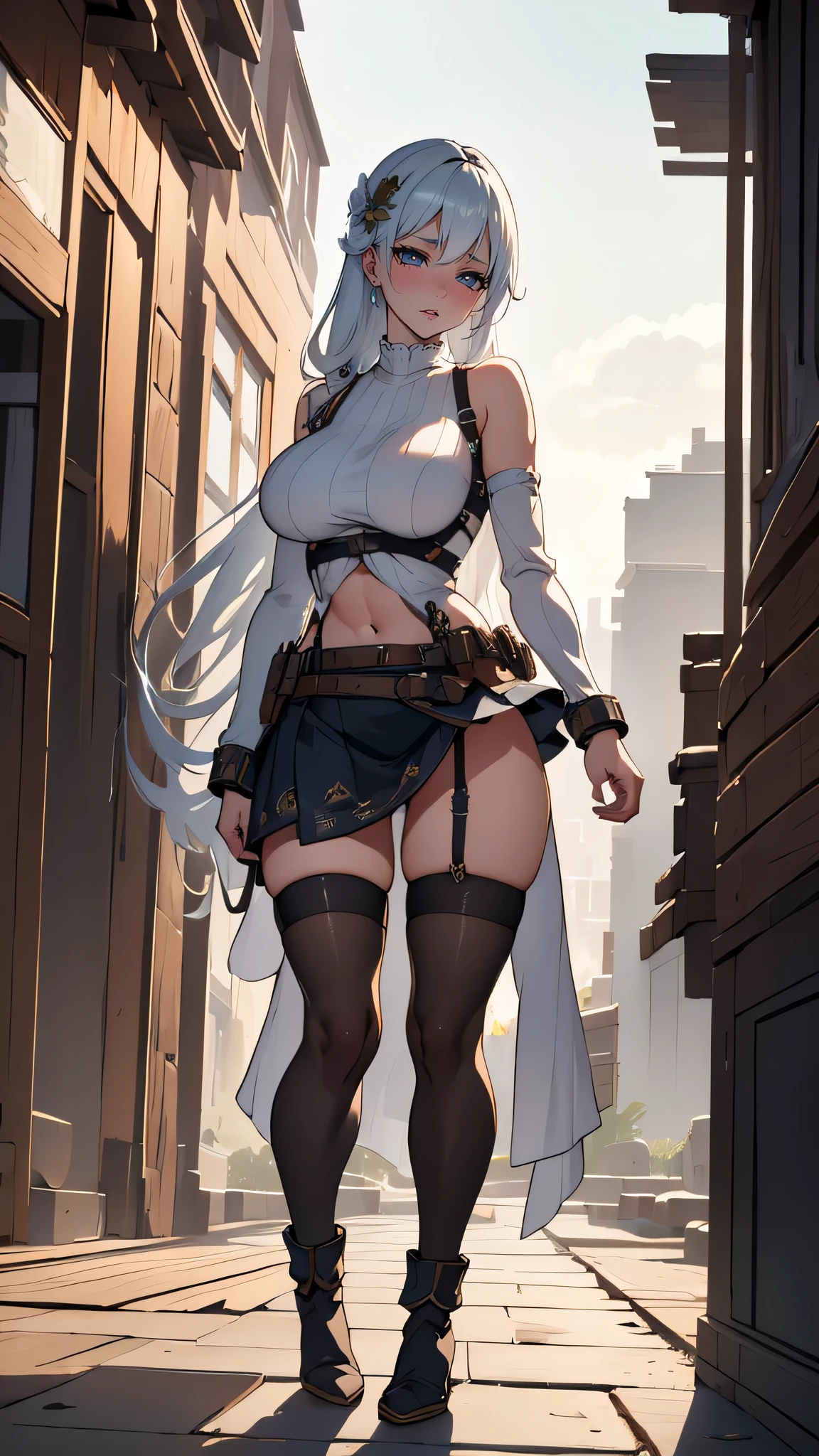 (random porn pose),(Thin type:1.8),(big breasts),(random hairstyle),(Highest image quality,(8k),ultra-realistic,best quality, high quality, high definition, high quality texture,high detail,beautiful detailed,fine detailed,extremely detailed cg,detailed texture,a realistic representation of the face,masterpiece,Sense of presence),sweater,tight mini skirt,stockings,Engineer boot