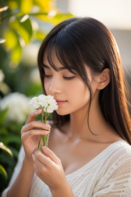 Beautiful woman enjoying aroma