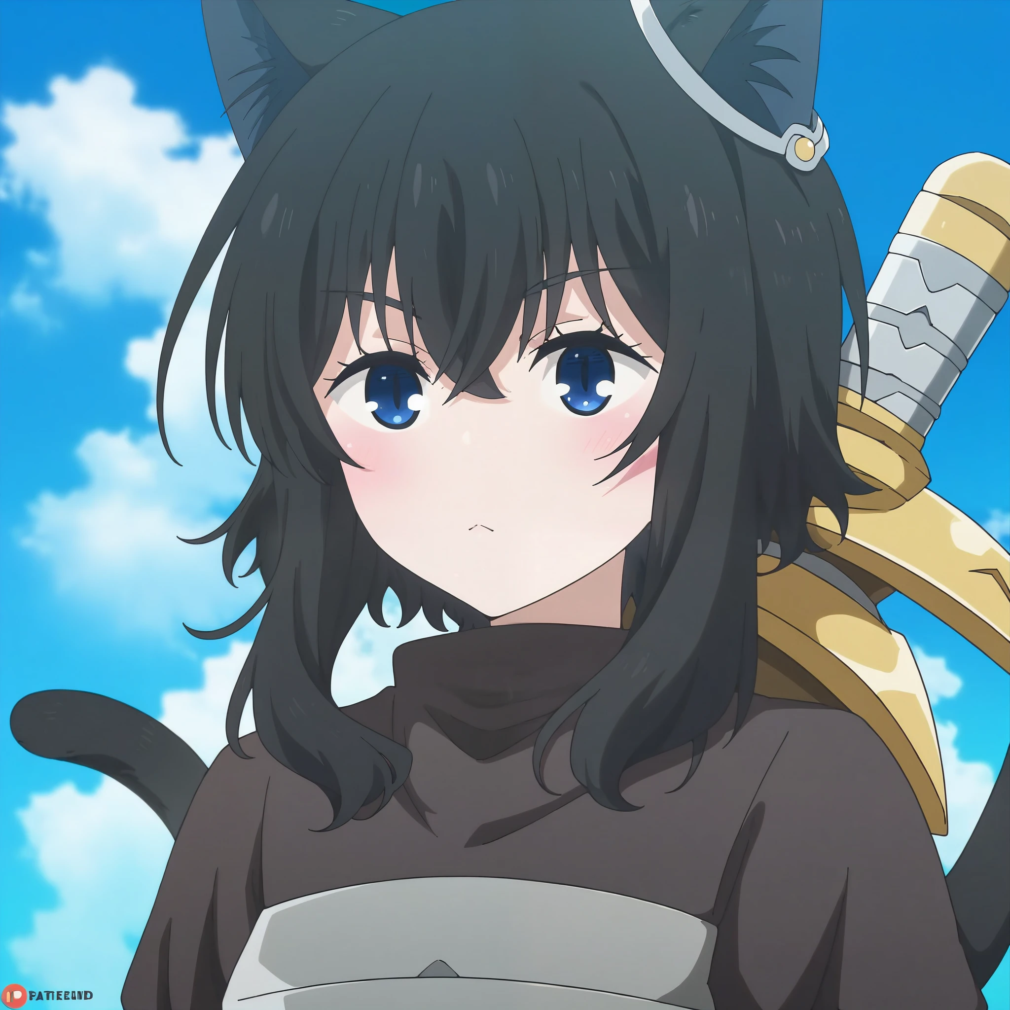 score_9, score_8_up, score_7_up, best quality, masterpiece, absurdres, 1girl, fran, Tensei Shitara Ken Deshita, undersized clothes, , cat tail, skin tight, detailed eyes, upper body,