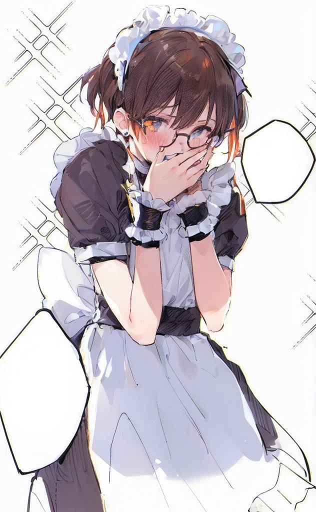 (((Boy with cat ears))), 8k, ((best quality)), 7 yease old, very cute, orange hair, (((very blush))), Wear glasses,