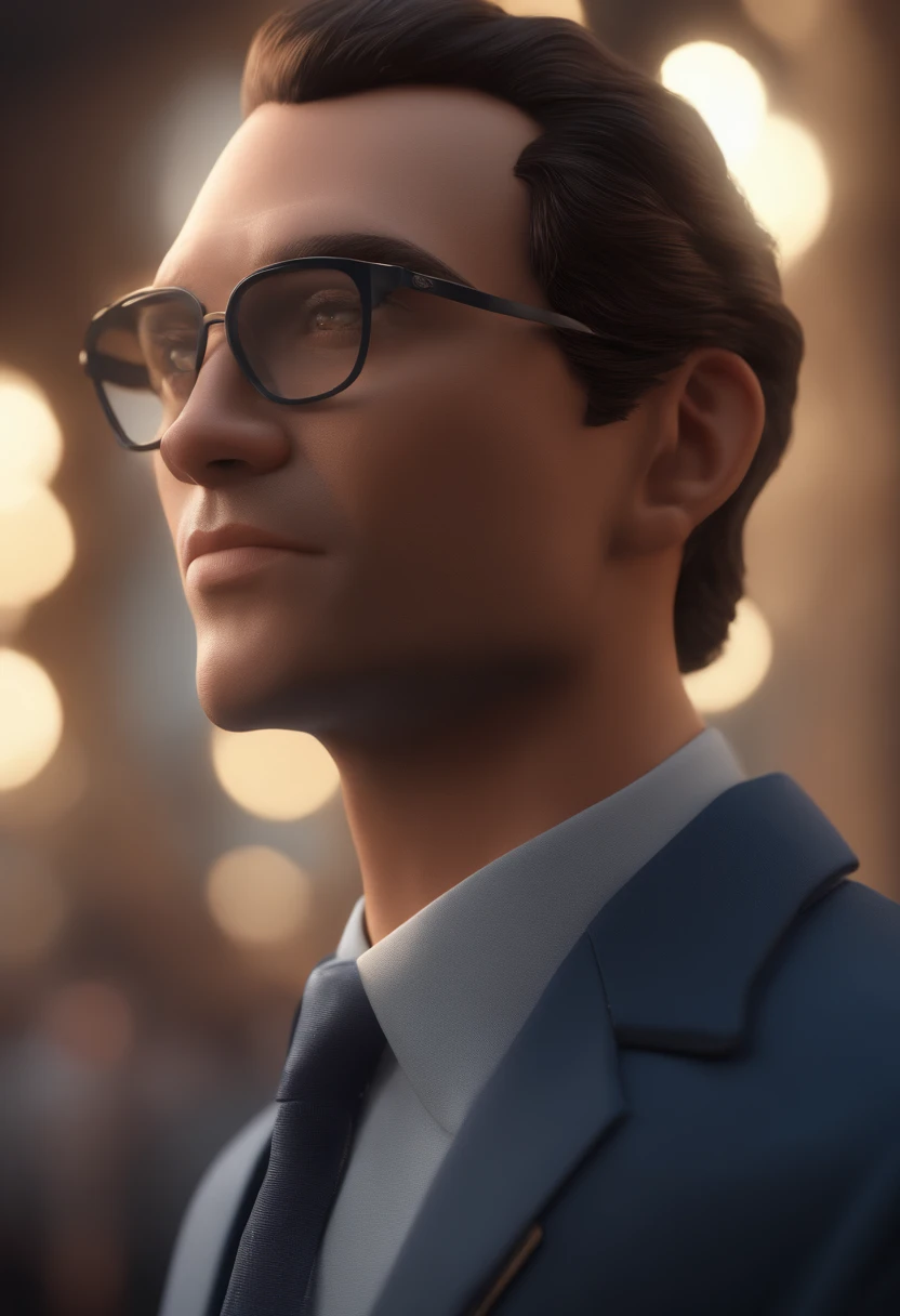 Personaje de dibujos animados de un hombre con gafas negras y camisa azul, animation character, personaje estilizado, animation style rendering, 3D estilizado, Arnold Maya renderizado, Render 3D estilizado, Toon render keyshot, Personaje 3D, Personaje 3D, Stylized 3D rendering, renderizado de personajes 3d, personaje animado, Close-up character, Pose del personaje,  (Estilo Pixar) (parte maestra:1.2) (bokeh) (mejor calidad) (piel detallada) (textura detallada) (8K) (arcilla) (cinematic lighting) (Sharp focus