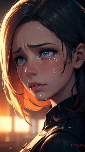 a girl sad and cries, bursts into tears, beautiful detailed eyes, beautiful detailed lips, extremely detailed face and features, longeyelashes, realistic, photorealistic, 8k, high quality, cinematic lighting, dramatic lighting, volumetric lighting, dramatic colors, cinematic colors, emotional, melancholic, tears, crying, sorrow, sadness