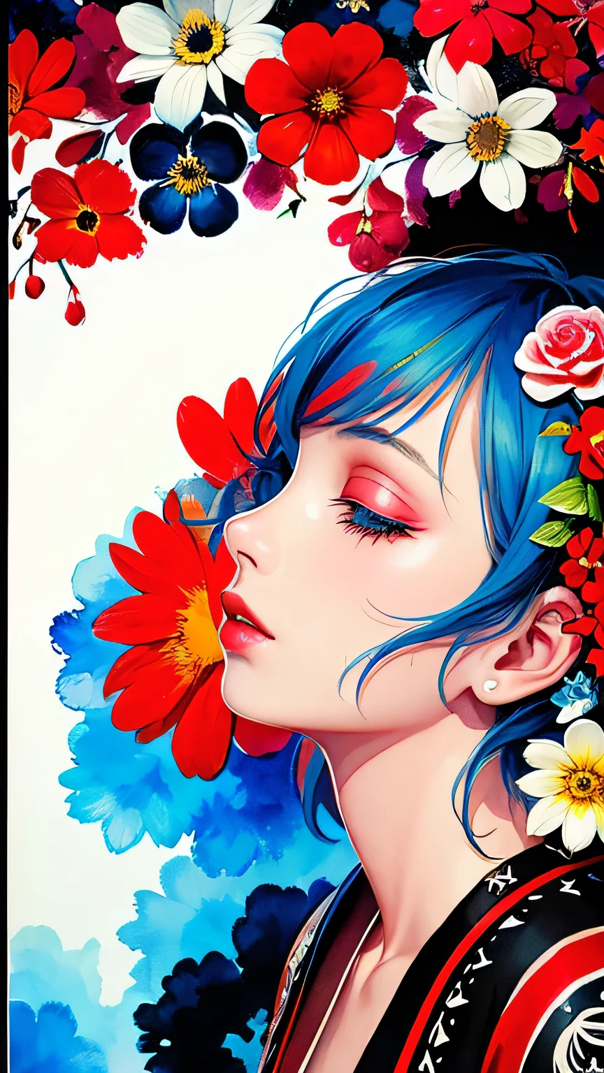 Black Star Red and White Style、(((stylish fashion))), 8K Quality、Intense watercolor, Detailed watercolor art, Watercolor splash, Surreal, avant-garde pop art, Beautiful and expressive paintings, Beautiful artwork illustration, Very colorful tones, wonderful, Cool beauty, highest quality、Official Art, Vector art, Stylish design, (((The most beautiful girl))), Lips in Love, (((highest quality))), HDR, ((detailed)), (((Doodle Art)), ((masterpiece)), ((Super detailed)), (((Colorful flowers))),(((Stylish))), Harbor View Hill