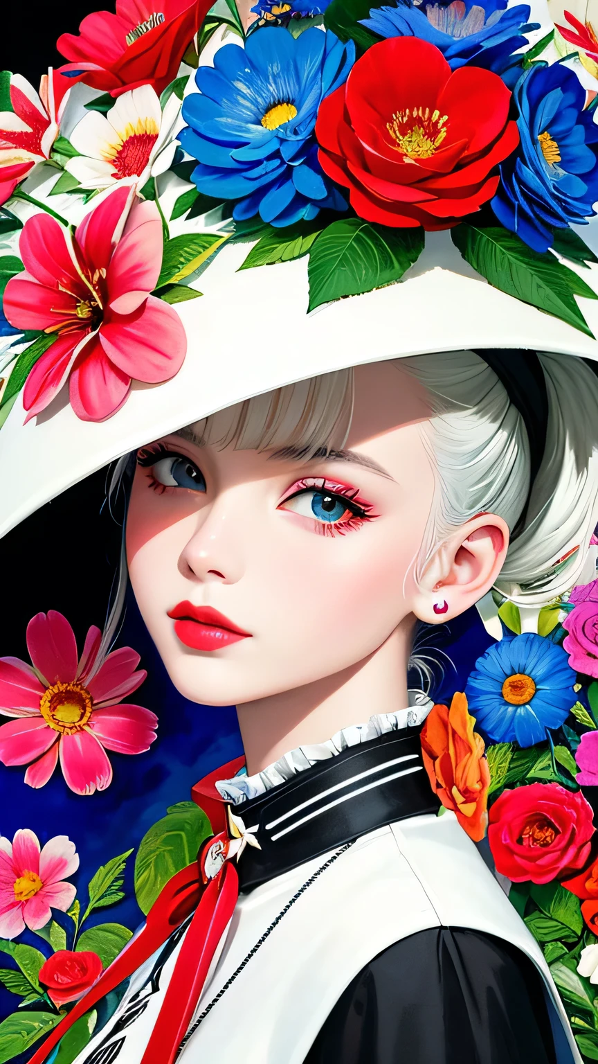 Black Star Red and White Style、(((stylish fashion))), 8K Quality、Intense watercolor, Detailed watercolor art, Watercolor splash, Surreal, avant-garde pop art, Beautiful and expressive paintings, Beautiful artwork illustration, Very colorful tones, wonderful, Cool beauty, highest quality、Official Art, Vector art, Stylish design, (((The most beautiful girl))), Lips in Love, (((highest quality))), HDR, ((detailed)), (((Doodle Art)), ((masterpiece)), ((Super detailed)), (((Colorful flowers))),(((Stylish))), Harbor View Hill