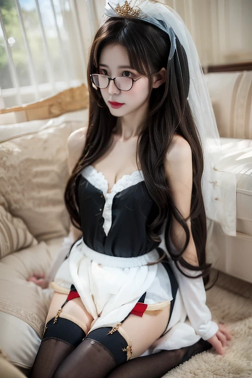 highest quality、masterpiece、High sensitivity、High resolution、Slim Body、Glasses、Black Stockings、mini skirt
