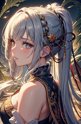(masterpiece, highest quality, highest quality, Official Art, beautifully、aesthetic:1.2), (One girl), Very detailed,(Fractal Art:1.3),colorful,Most detailed,masterpiece,best quality,ultra-detailed,8k,high resolution,A girl is surrounded by a silver dragon,Holding a sword in your hand,Brave look,metal armor