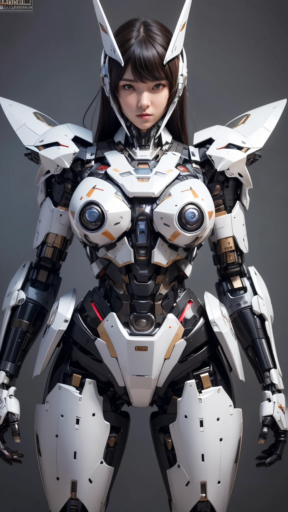 Textured skin, Super Detail, high details, High quality, Best Quality, hight resolution, 1080p, hard disk, Beautiful,(Super Heroine),Oppai Missile,beautiful cyborg woman,Mecha Cyborg Girl,Battle Mode,Girl with a Mecha Body,She wears a battle cyborg mech with a weapon,Fulll body Shot