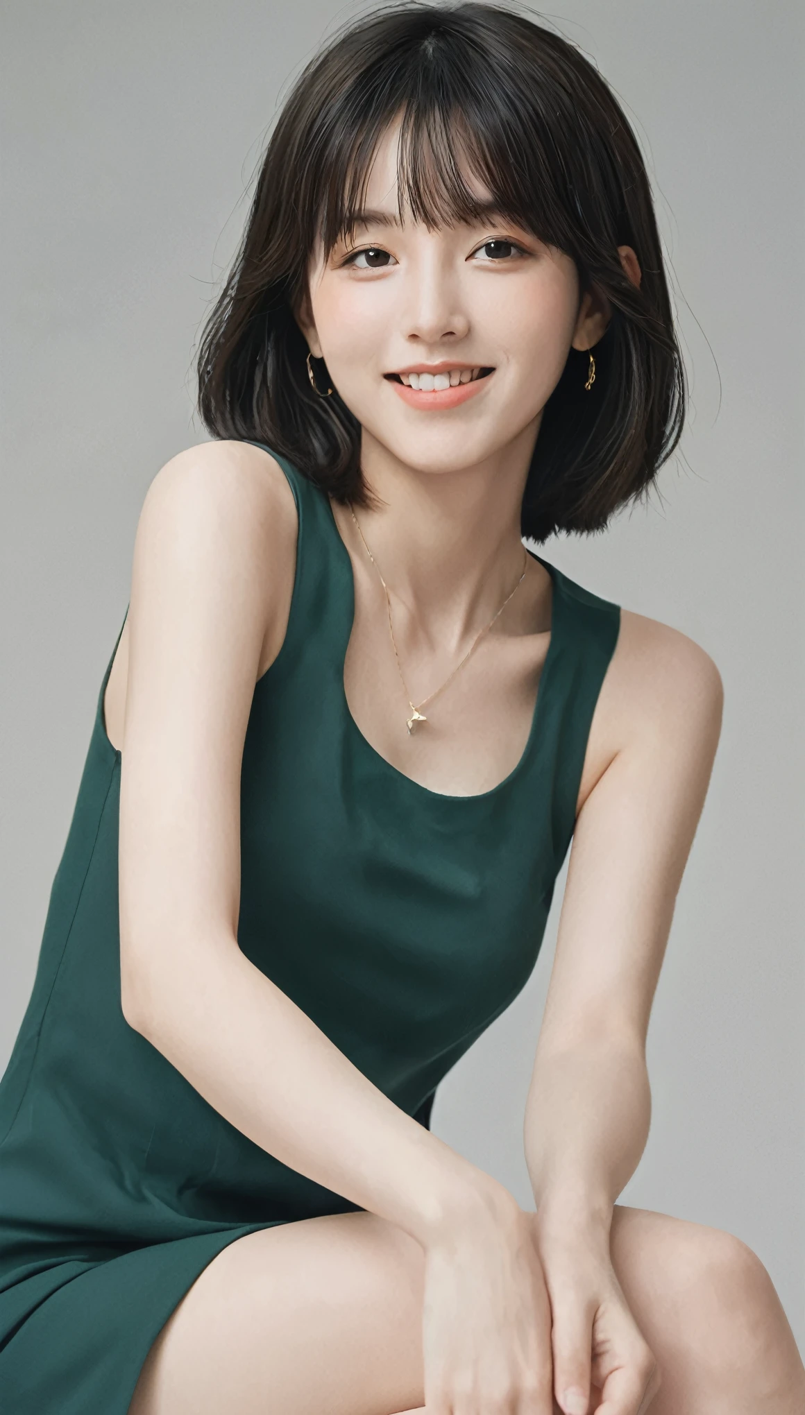 xxmixgirl,Female anime manga characters, In an unforgettable portrait style, dark green and light black, uncanny valley realism, gongbi, barbizon school, Shining eyes, multilayered realism,Bare legs