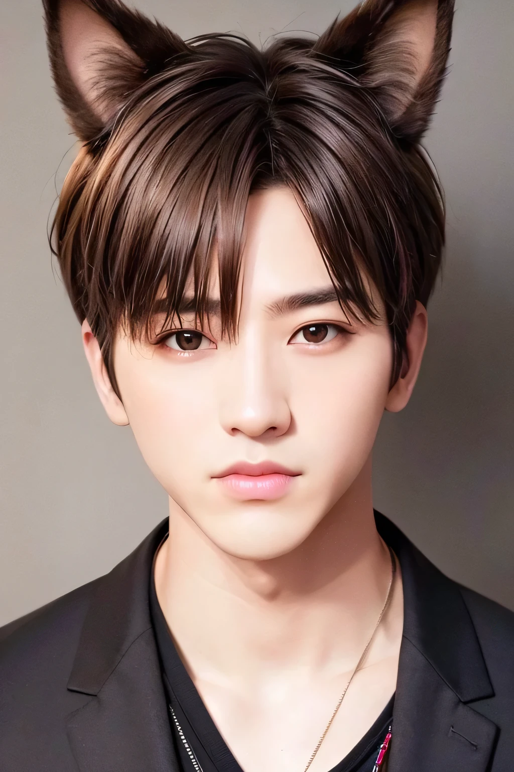 1male、highest quality、masterpiece、8k、Dog ears、Realistic Skin、(head shot:1.45)、Late night back alley