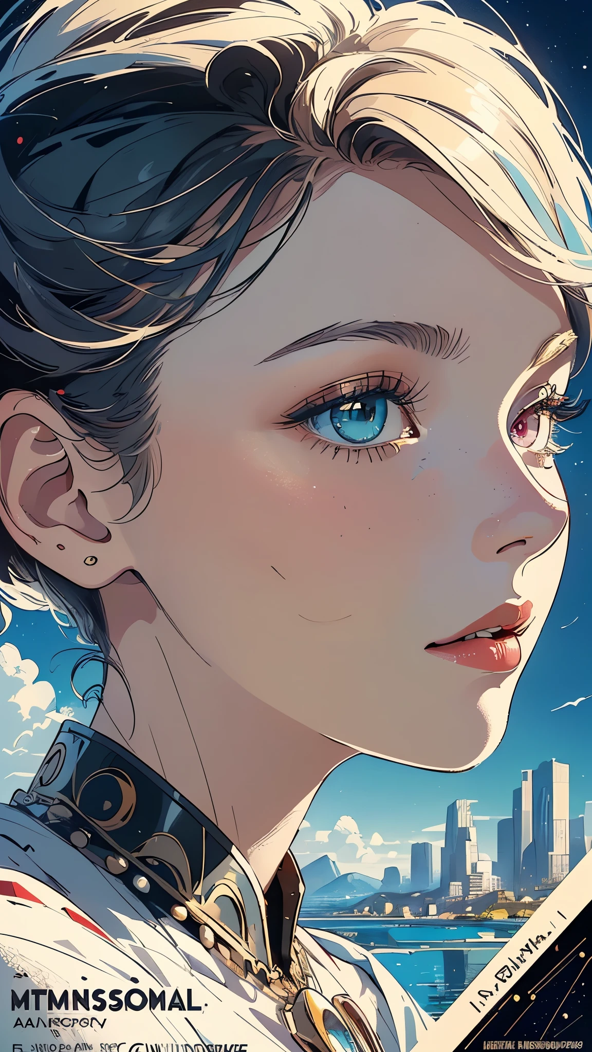 ((masterpiece, highest quality)),((One Person))(32k wallpaper, very detailed),(((geometric cinematic movie poster))), (bauhaus),mid century modern, movie poster, retrovintage,(((Perfect Only One Lady))),(((portfolio,Close-up))),(((various angle))),(((bust up))),((highlight)),(((Vast landscape))),((((heterochromia)))),(((one person))),(((complete face))),(((perfect composition))),