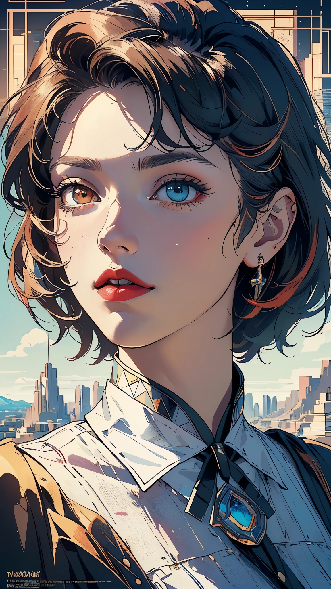 ((masterpiece, highest quality)),((One Person))(32k wallpaper, very detailed),(((geometric cinematic movie poster))), (bauhaus),mid century modern, movie poster, retrovintage,(((Perfect Only One Lady))),(((portfolio,Close-up))),(((various angle))),(((bust up))),((highlight)),(((Vast landscape))),((((heterochromia)))),(((one person))),(((complete face))),(((perfect composition))),Crimson Red