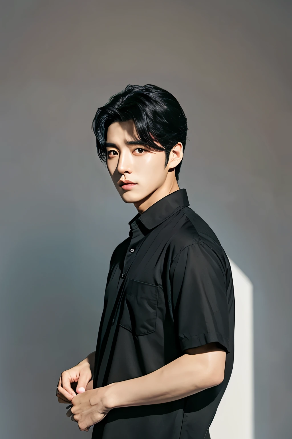 Handsome black hair Korean short sleeve