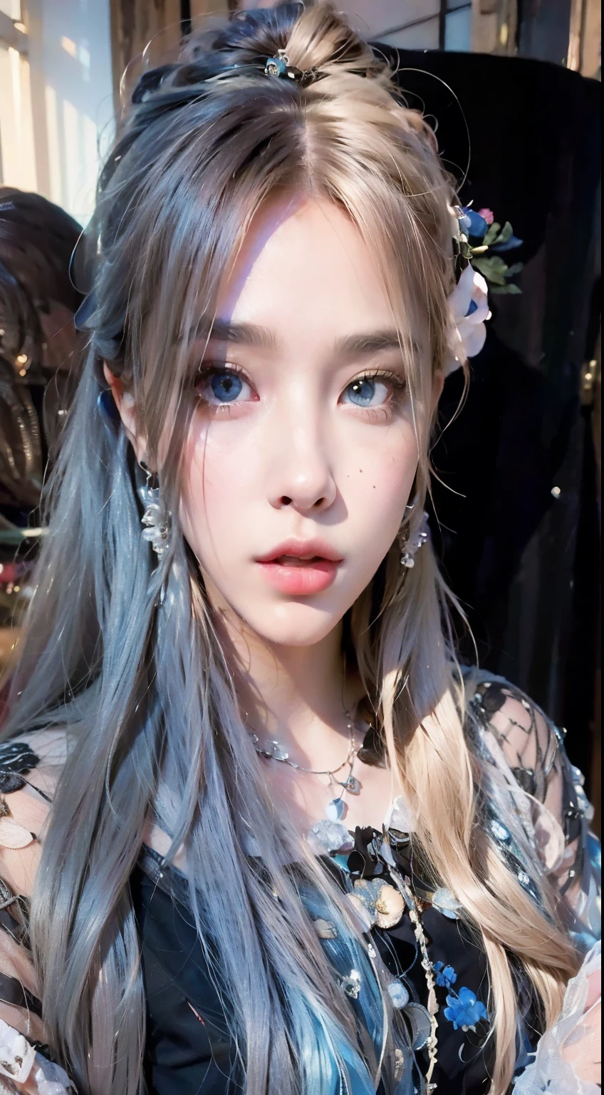 Closeup of woman with long blonde hair and blue eyes, Portrait of Blackpink Josh, obra de arte al estilo de Guweizu, in bowater art style, Guweizu, up to the model | Germs in art, [ Arte Digital 4K ]!!, Guweizu en pixiv artstation, Guweizu en artstation pixiv