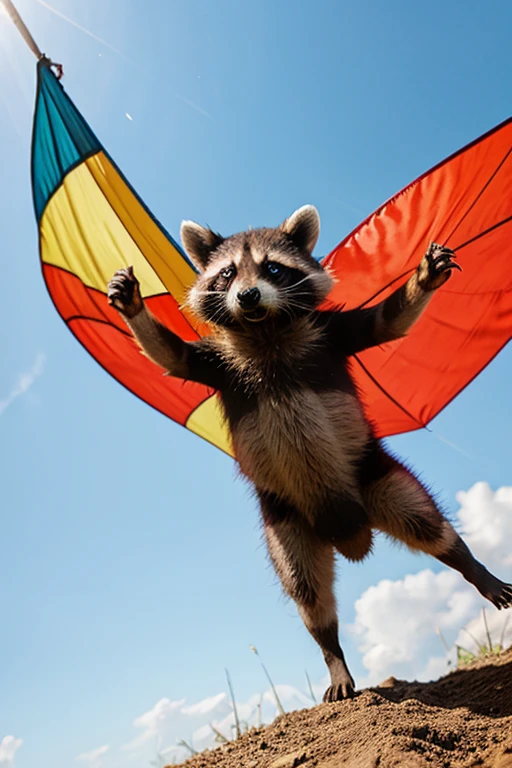 raccoon lands with a parachute