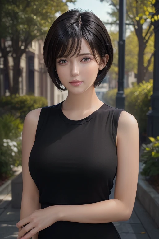 (masterpiece:1.3), (8k, photorealistic, RAW photo, best quality: 1.4), (1girl), beautiful face, (realistic face), (black hair, short hair:1.3), beautiful hairstyle, realistic eyes, beautiful detailed eyes, (realistic skin), beautiful skin, absurdres, attractive, ultra high res, ultra realistic, highly detailed, golden ratio