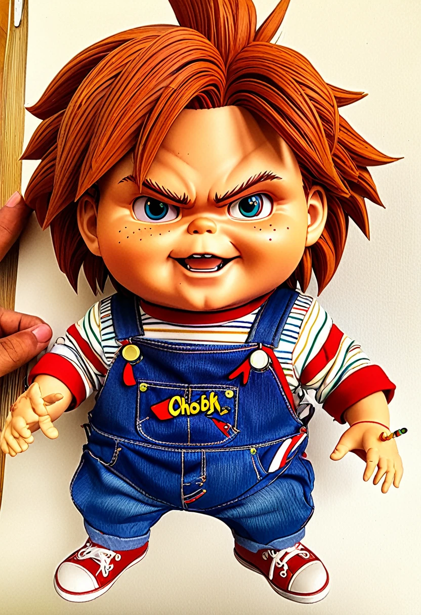cartoon, very detailed, cute chucky a male style ghibli studios